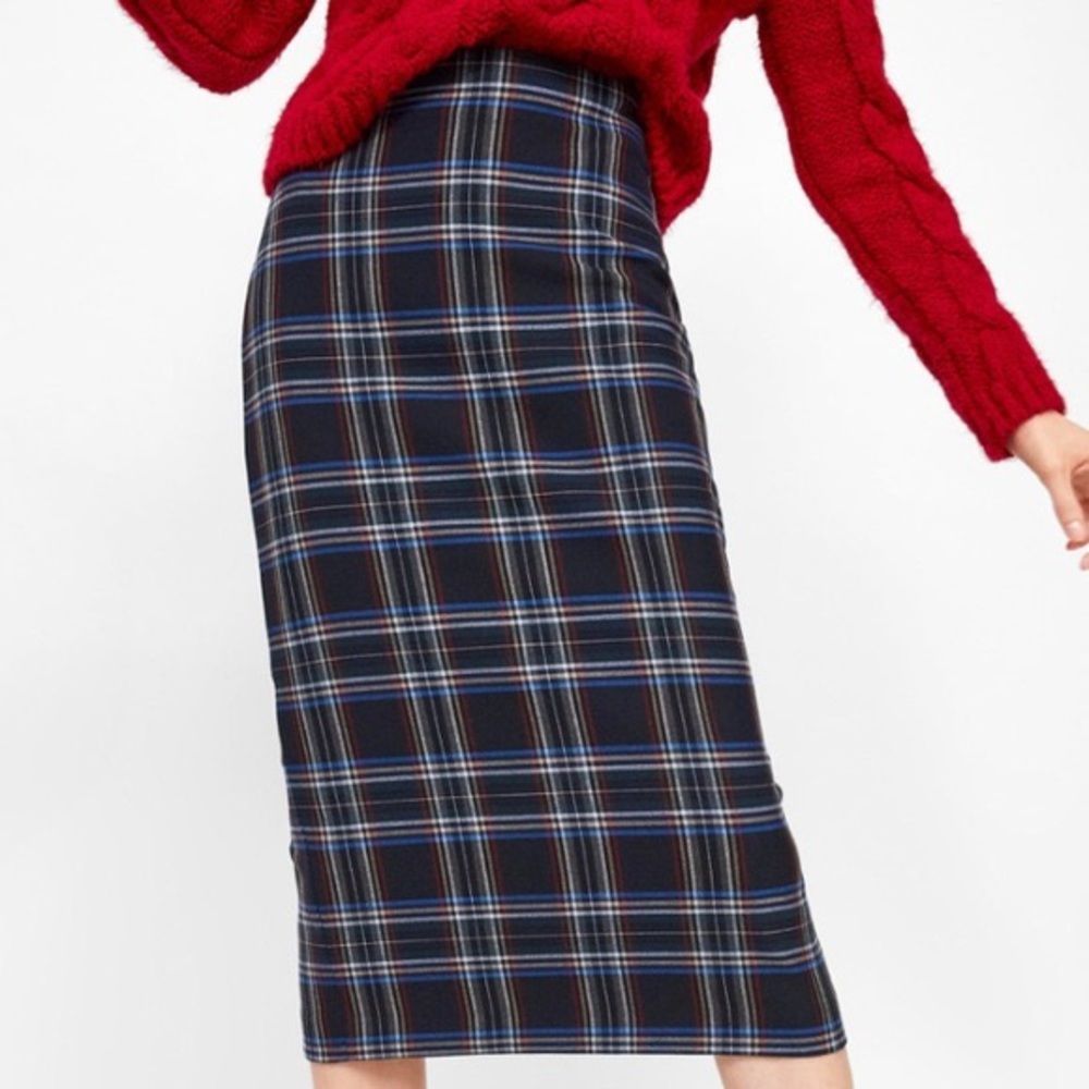 Zara plaid pencil skirt